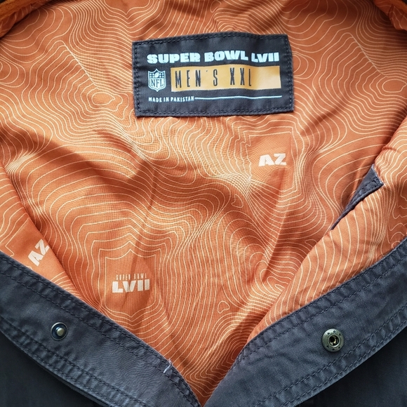 NFL Super Bowl LVII Chief vs Eagles Jacket Canvas Lined Jacket Size XXL Brown - Picture 9 of 13